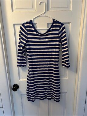 Express Navy and White Striped Tee Dress